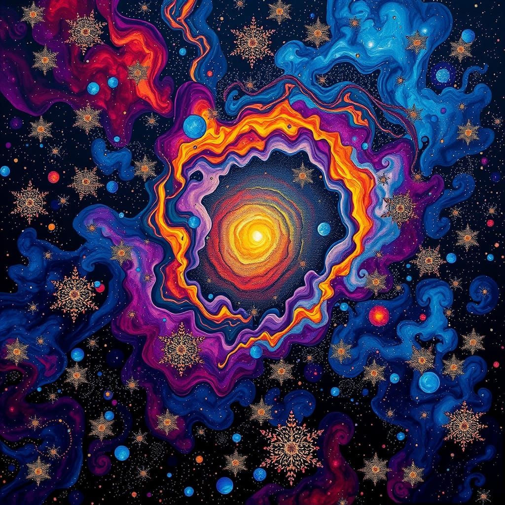 Dreamtime Star Nursery: Vivid Impasto Oil Painting