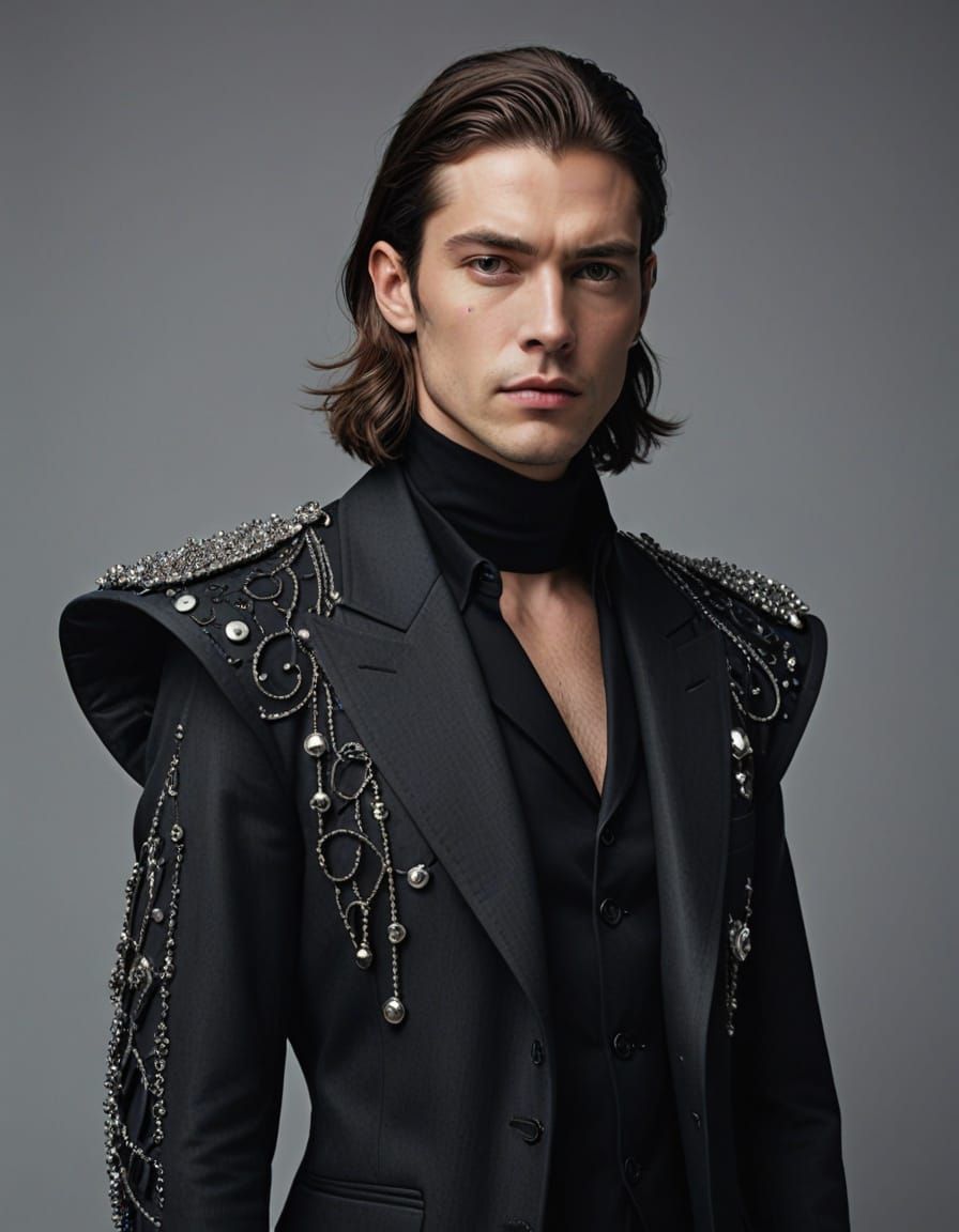 Digital Fashion Man Portrait With Futuristic Elements