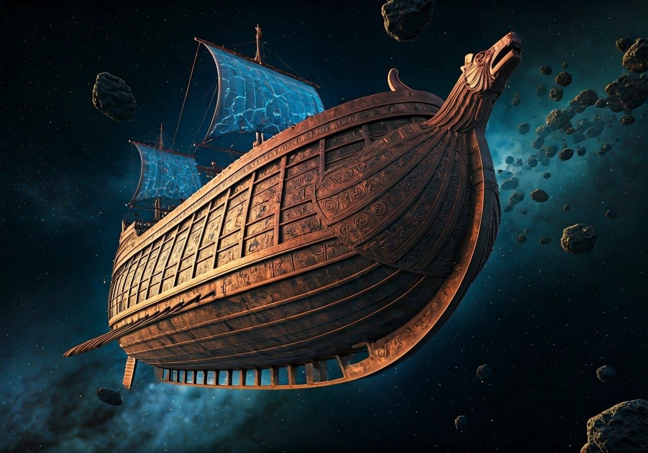 Ancient Space Pirate Vessel in Cosmic Expanse
