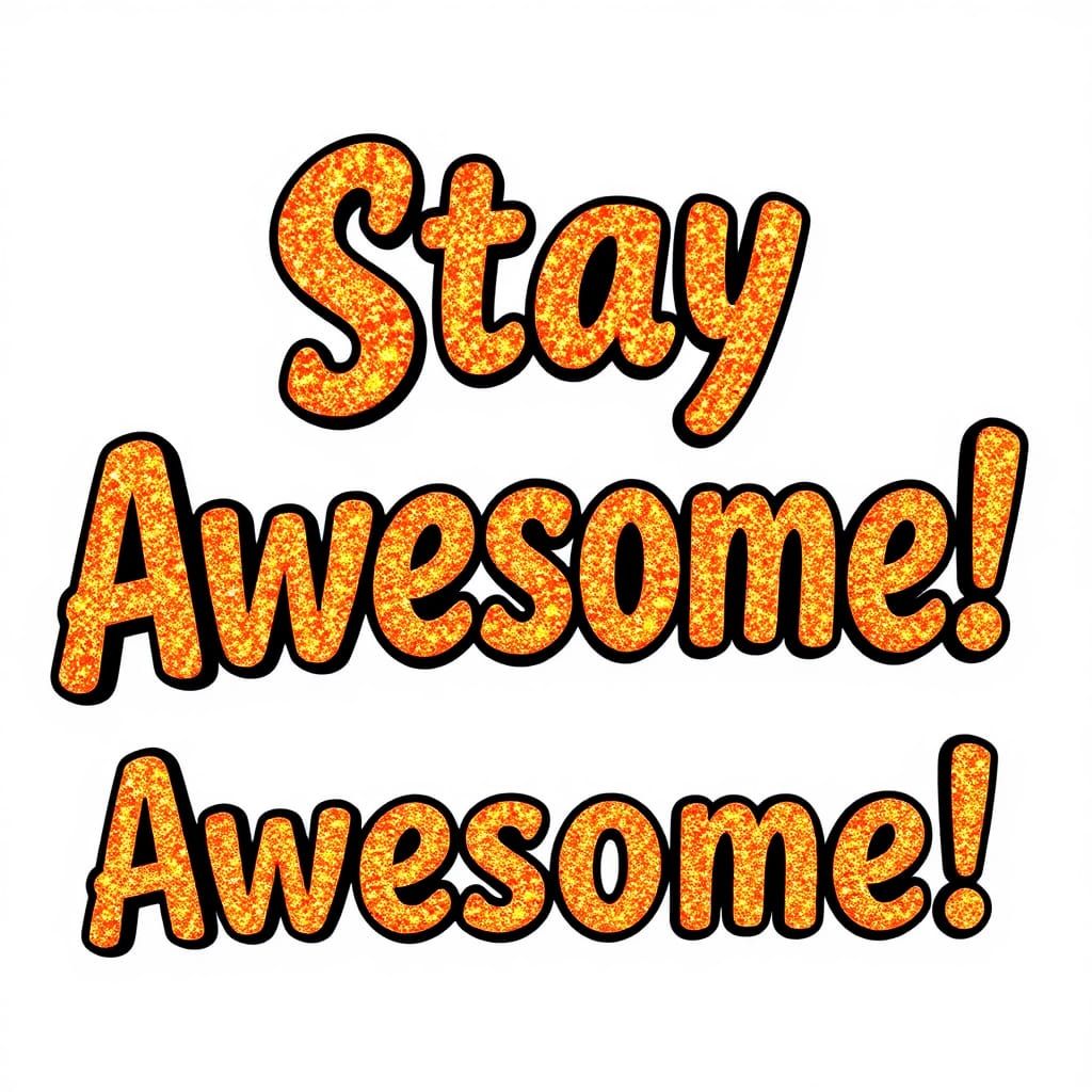 Sparkly 3D 'Stay Awesome!' Graphic