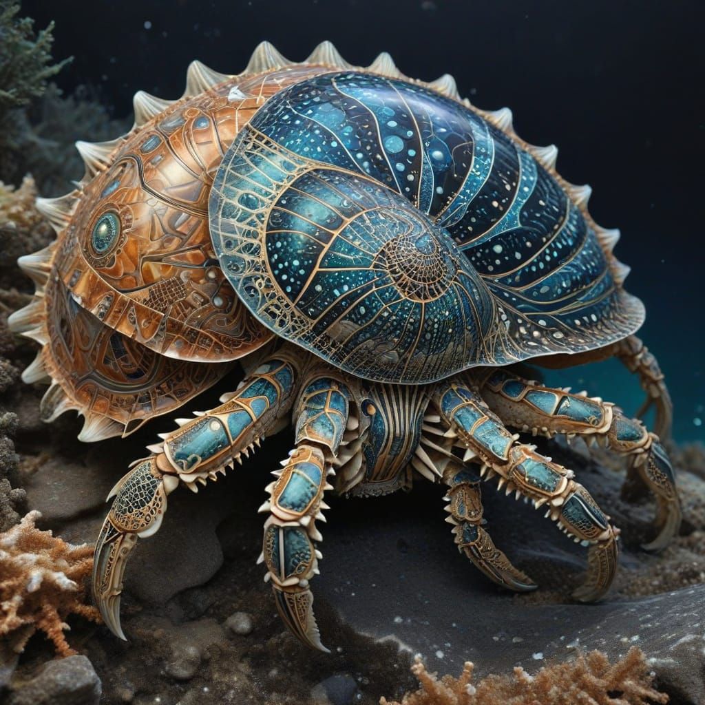 Fractal Horseshoe Crab in Mysterious Ocean Depths