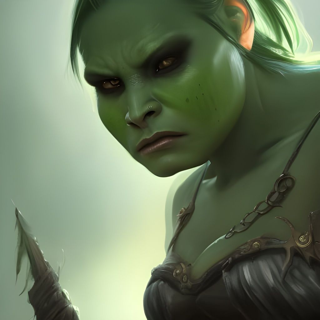 Beautiful Orc Portrait in Dark Fantasy Style