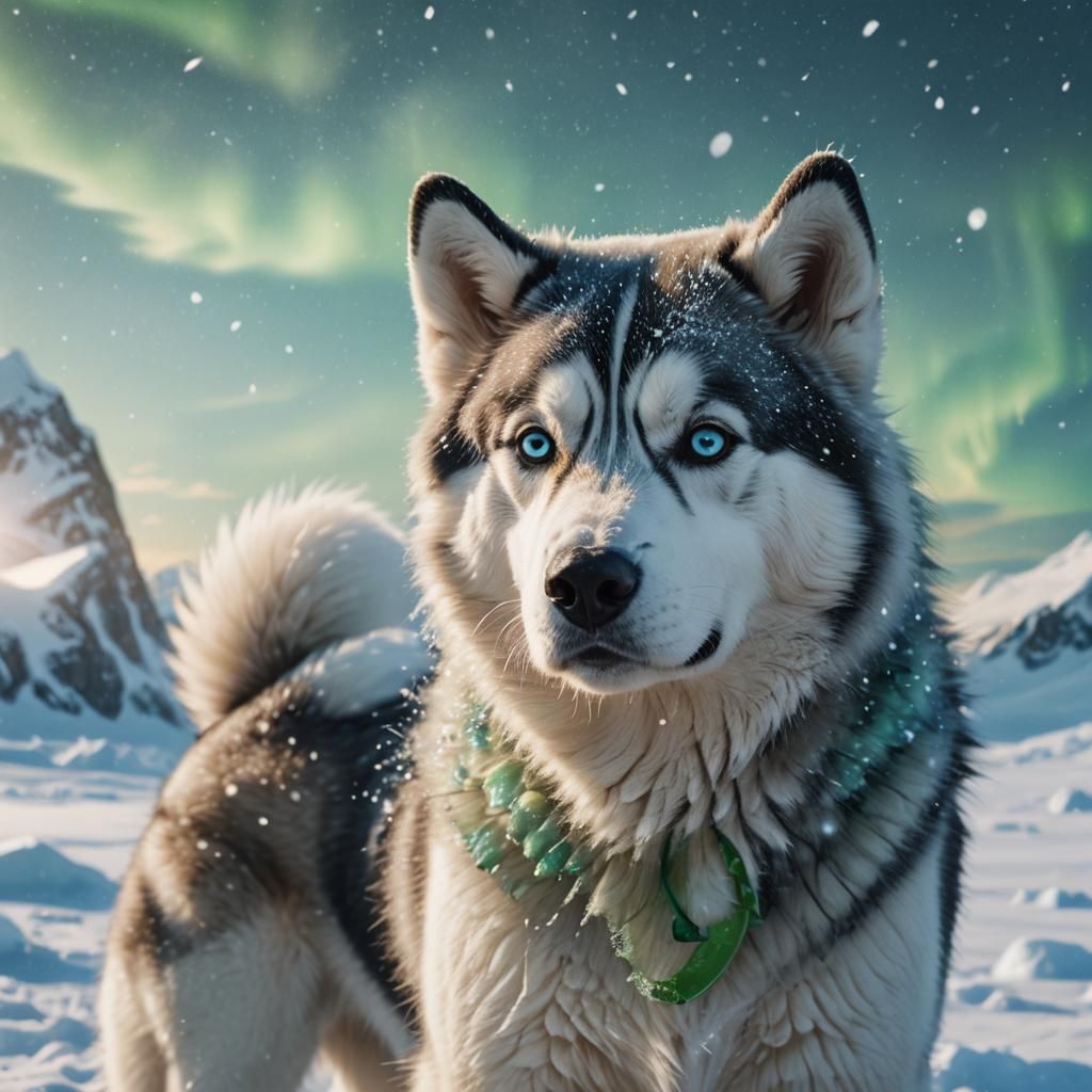 Husky in Antarctic Snow: Fantasy Realism