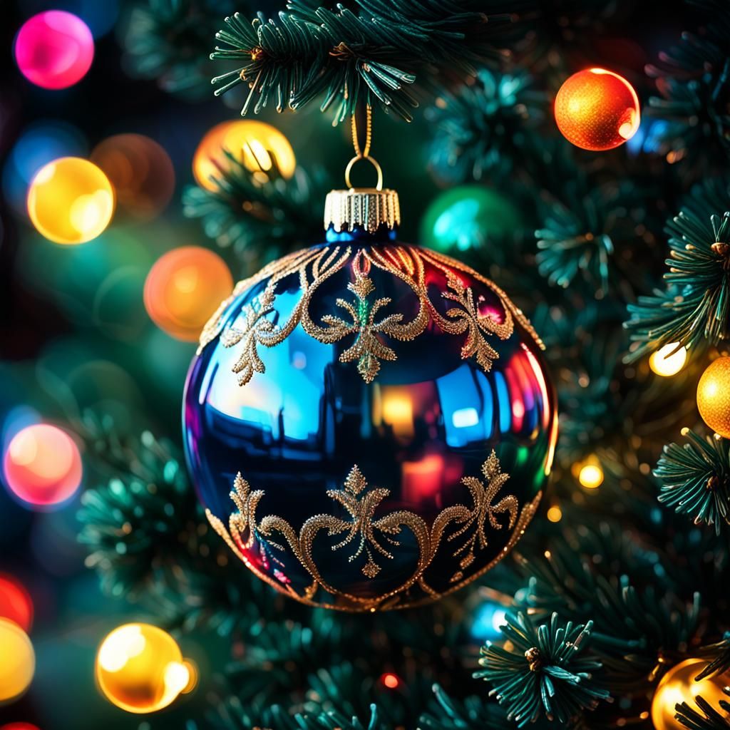 Festive Christmas Tree Ornament Reflecting Lights