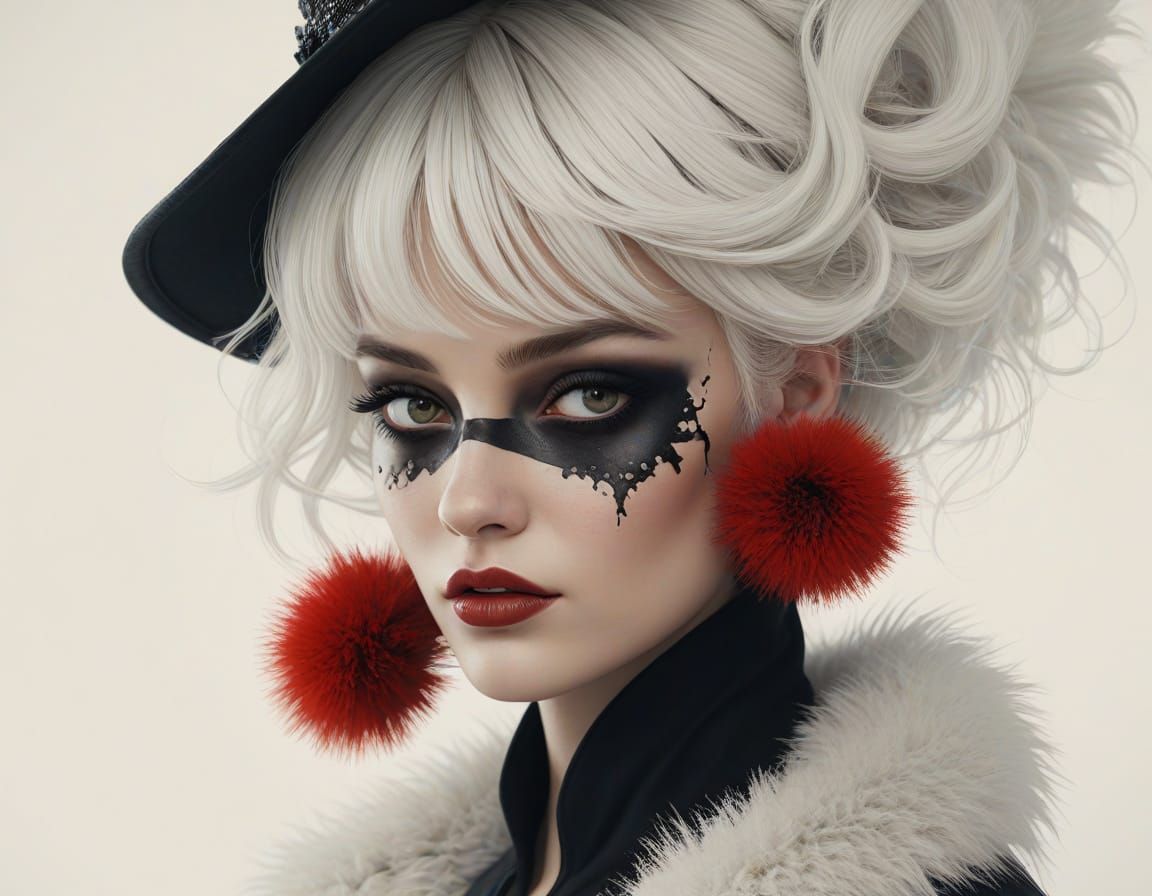 photorealistic anime sketch of cruella de Vil, concept art by Victo Ngai, Bella Kotak, Carne Griffiths