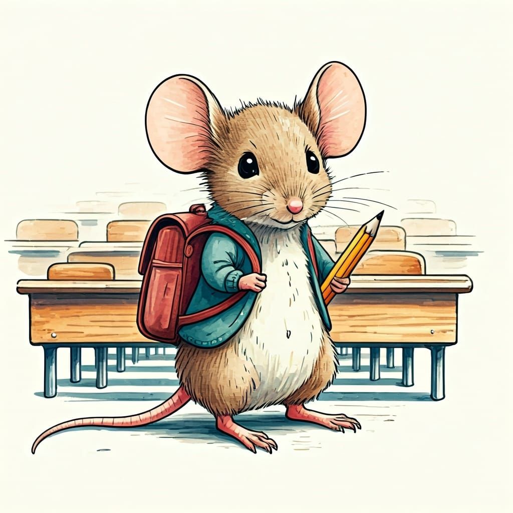 A shy mouse standing in front of a class