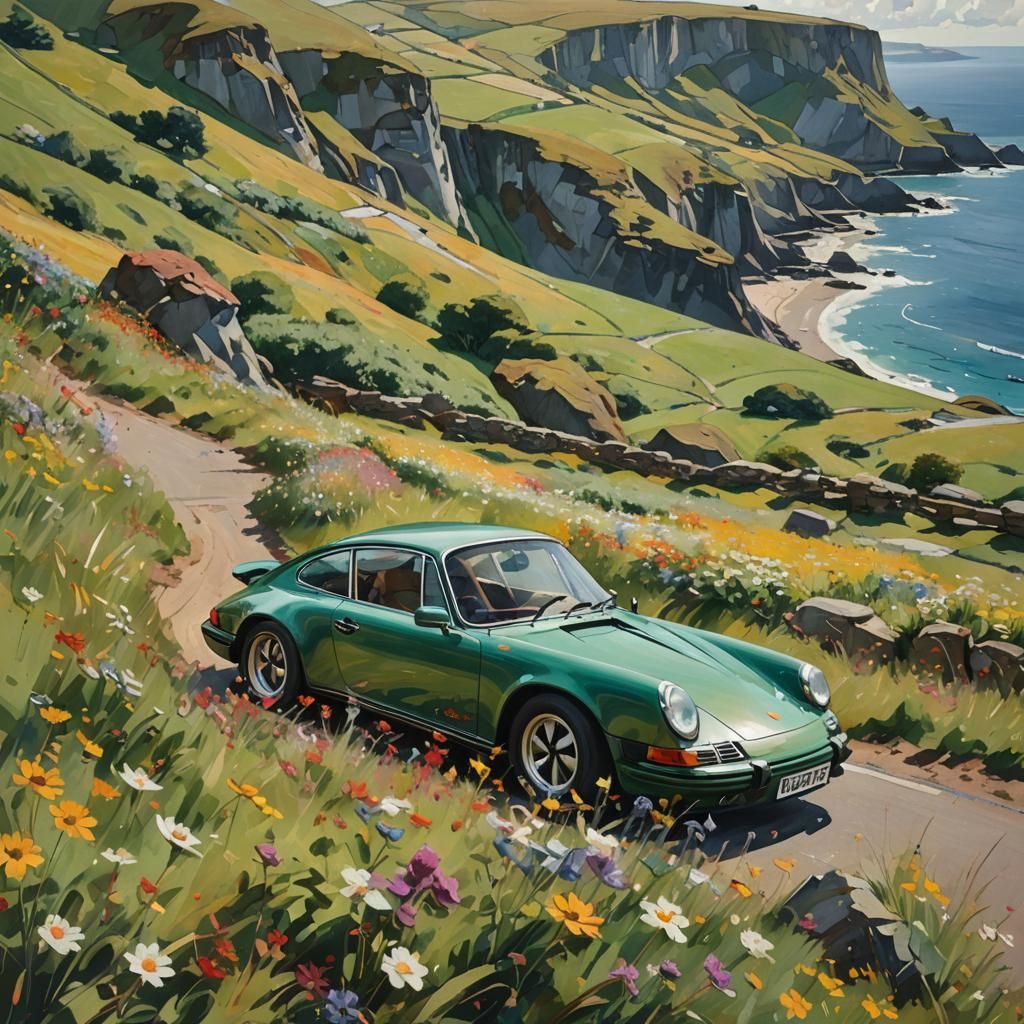 Porsche Carrera 911 in Post-Impressionist Style