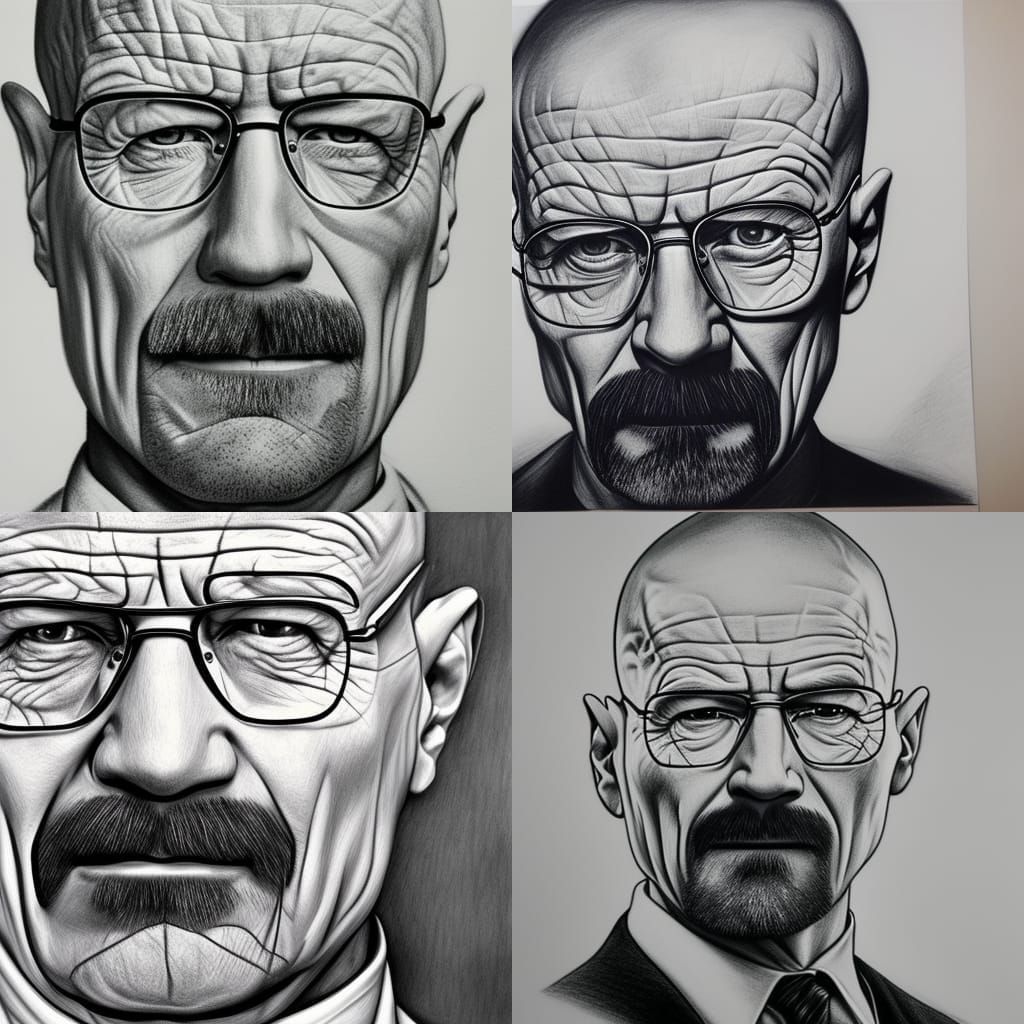 Hyperdetailed Charcoal Drawing of Walter White
