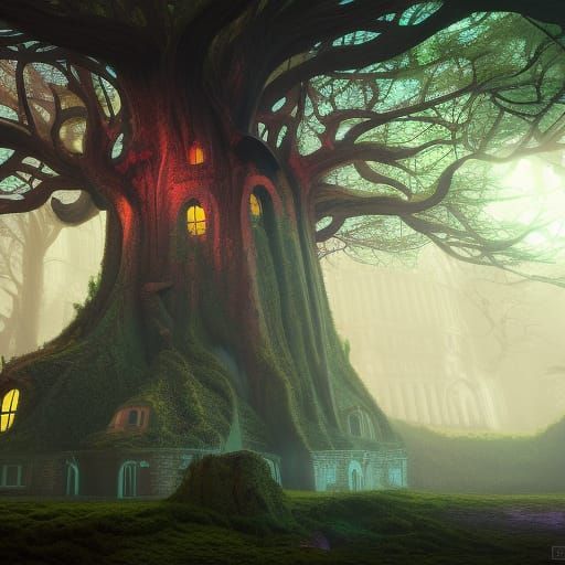 Mistgate House Inside a Giant Tree