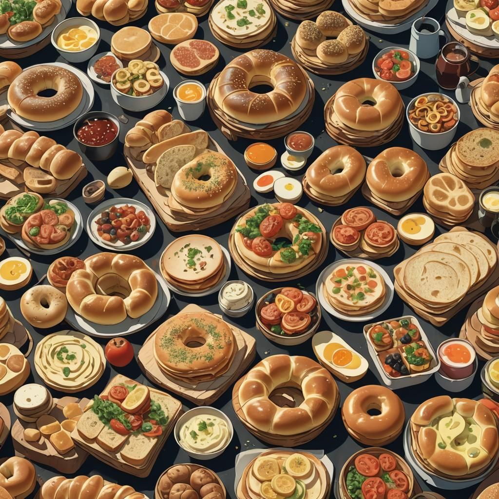 Anime Bread Still Life in Studio Ghibli Style