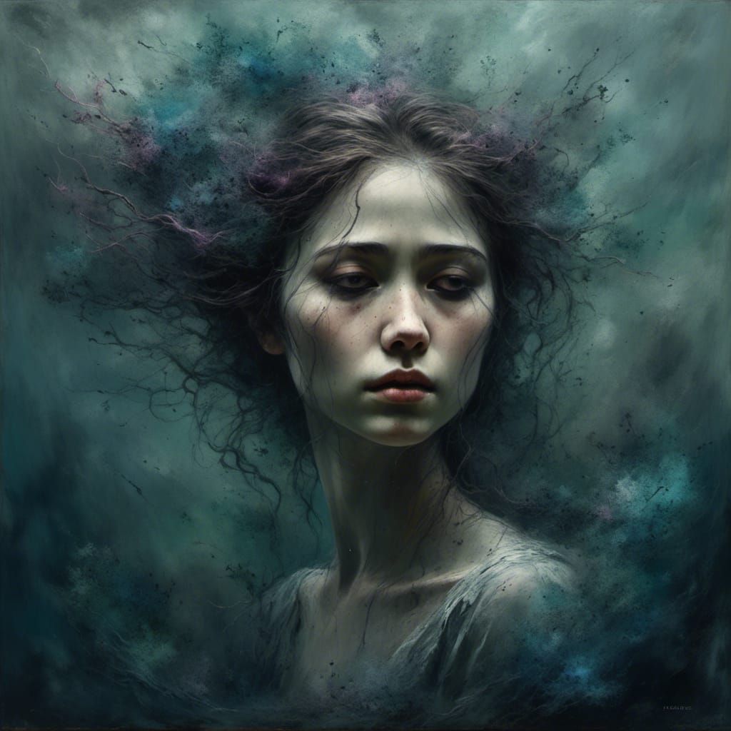 Solitary Woman with Wistful Look, Serene Portrait