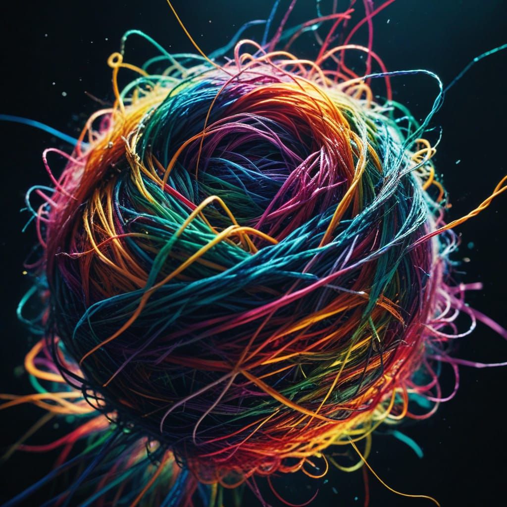 Explosive Rainbow Threads in Cinematic Style