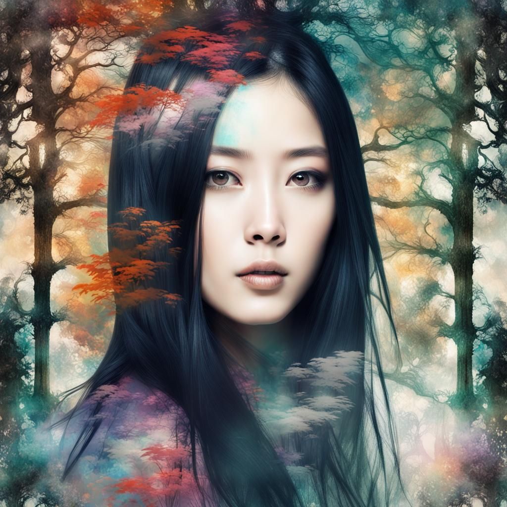 Enchanted Forest Double Exposure Portrait Collage