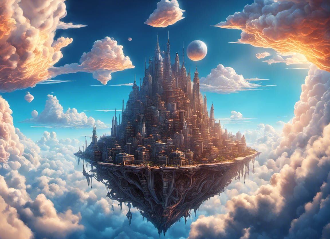 Surreal Floating City Rendered in Octane