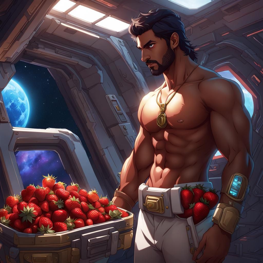 Arabian Spacemen with Strawberries: Dark Fantasy Art
