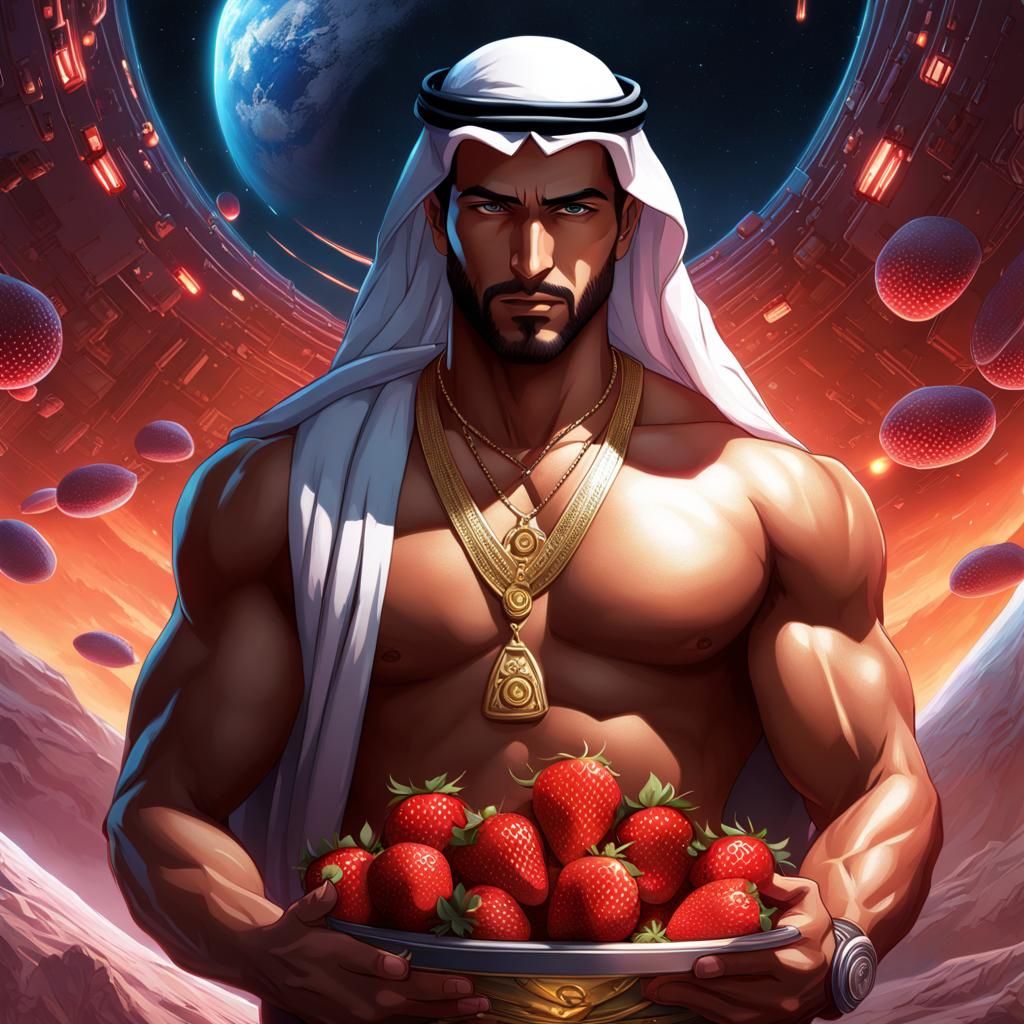 Arabian Strawberry Space Fantasy: Hyperdetailed Concept Art