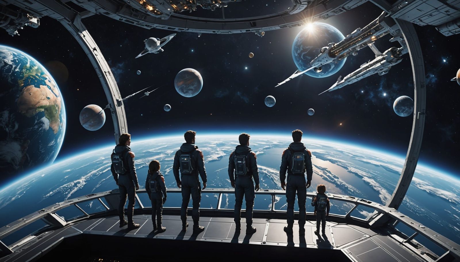 Human Family Awaits Departure on Orbital Base