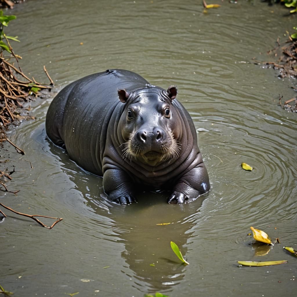 Pygmy Hippo Moo Deng: An AI Generated Image