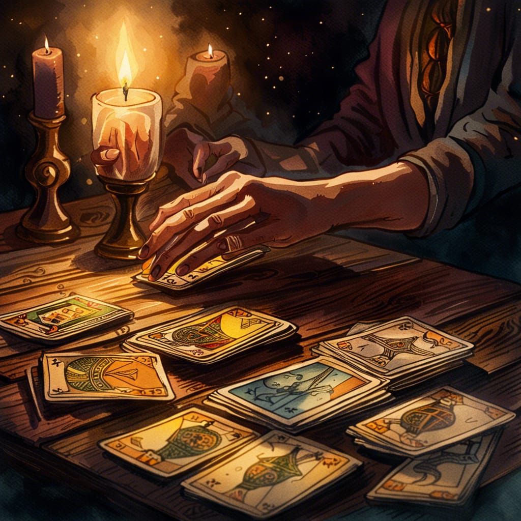 Mystical Tarot Card Reading in Watercolor