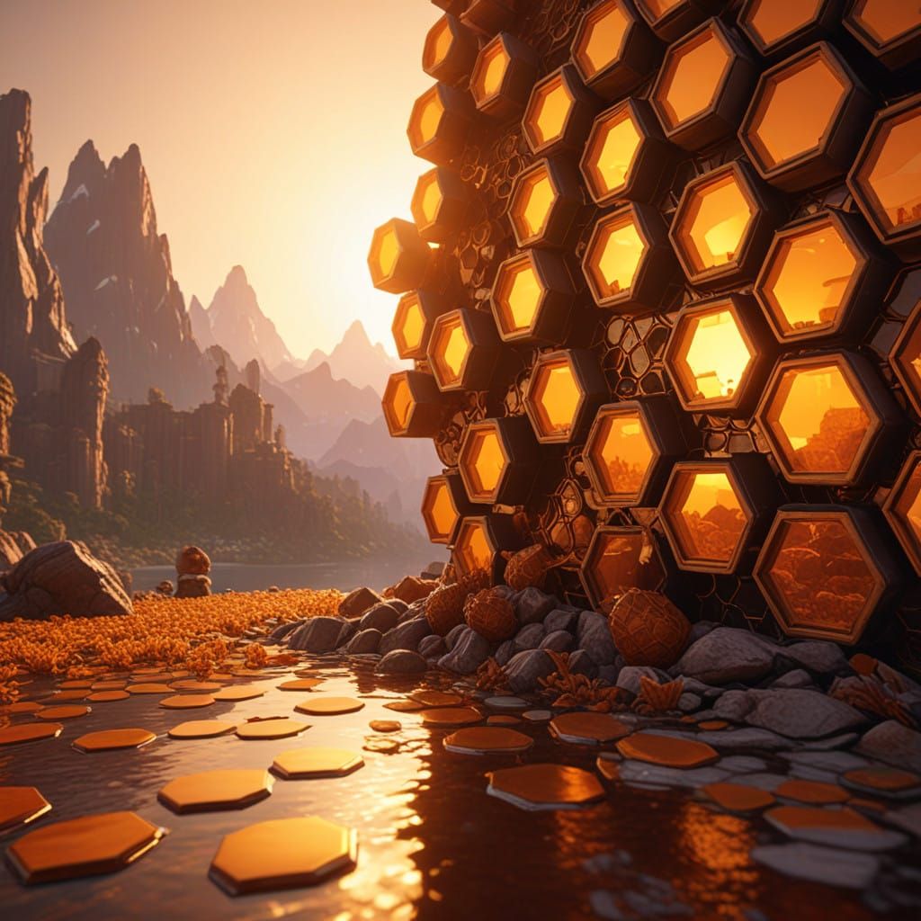Intricate Honeycomb in Golden Hour