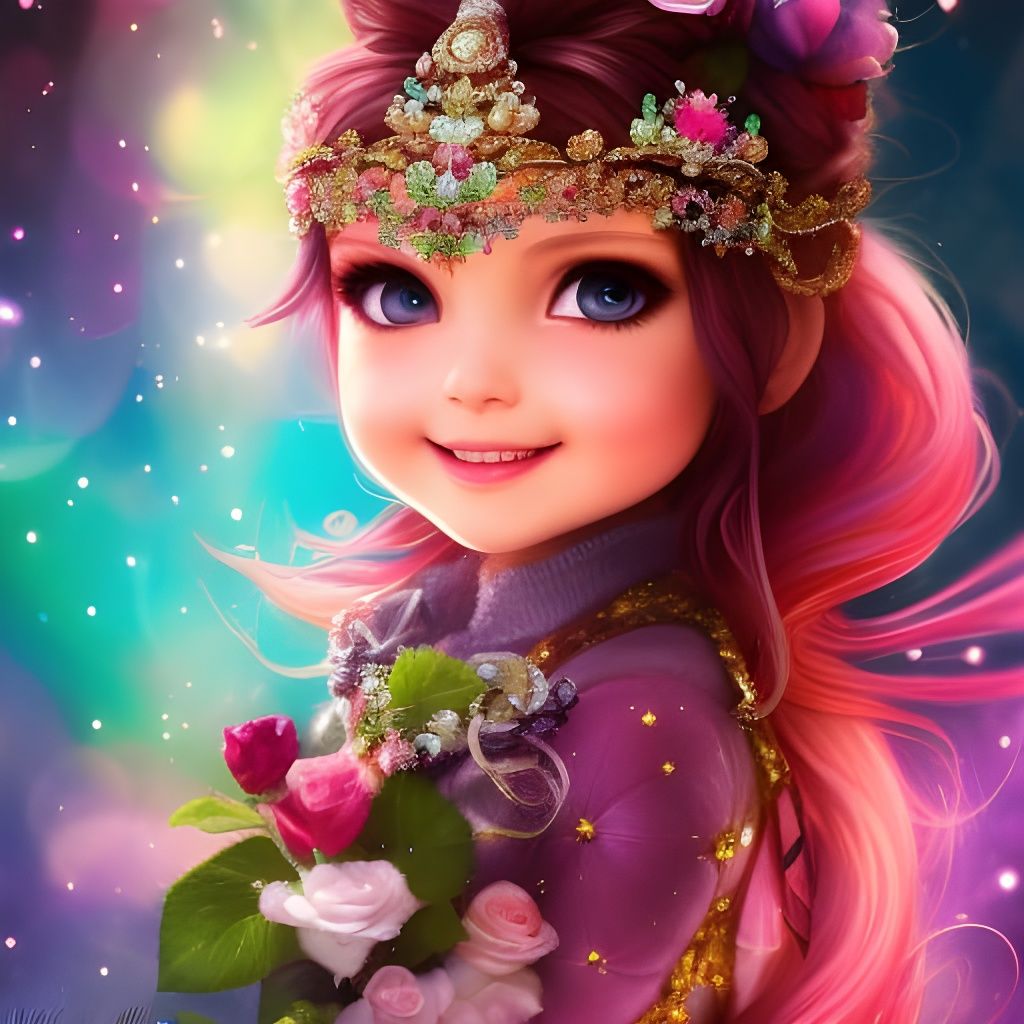 Beautiful Chibi Rose Portrait in Fantasycore Style