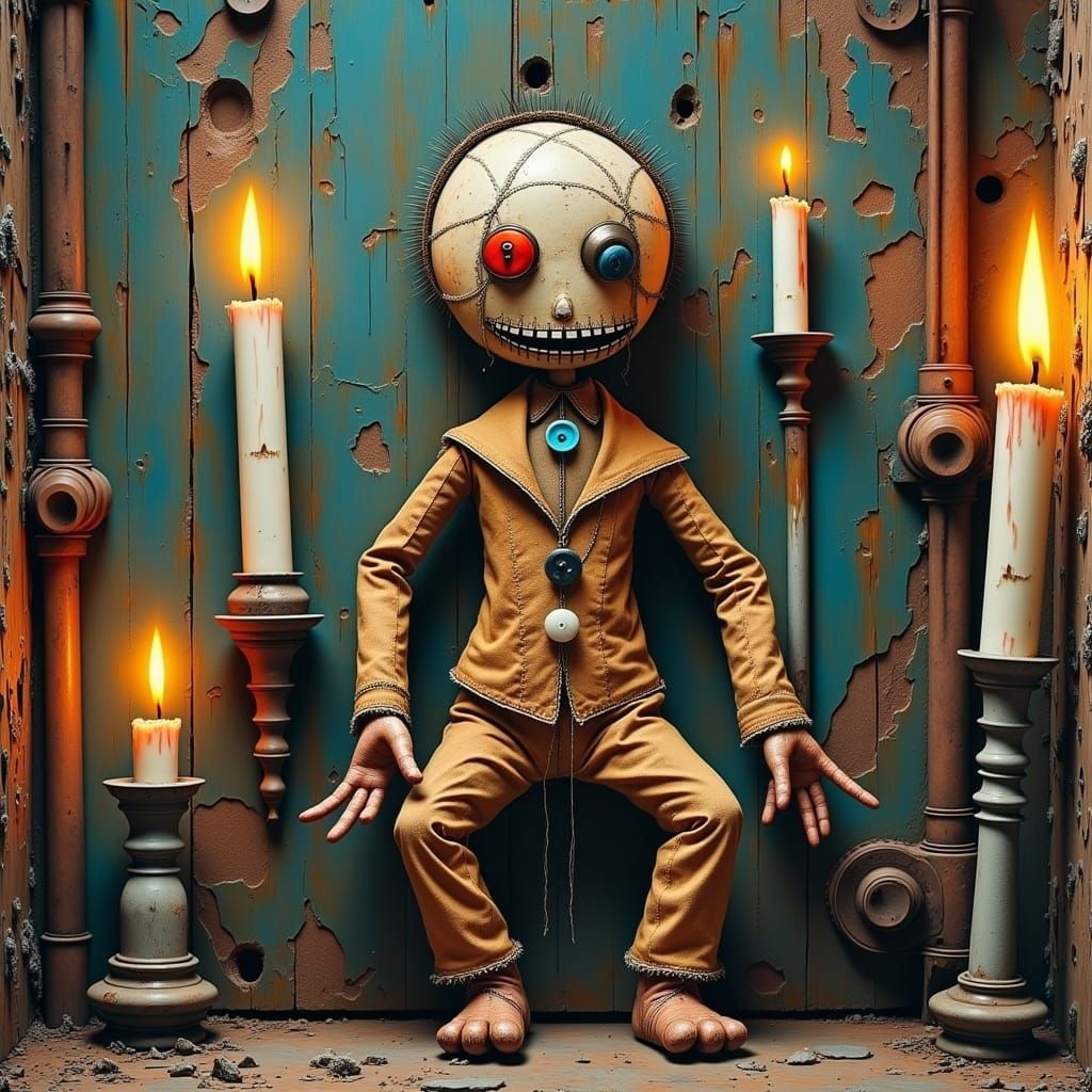 Creepy Voodoo Doll in Dark Whimsy Style