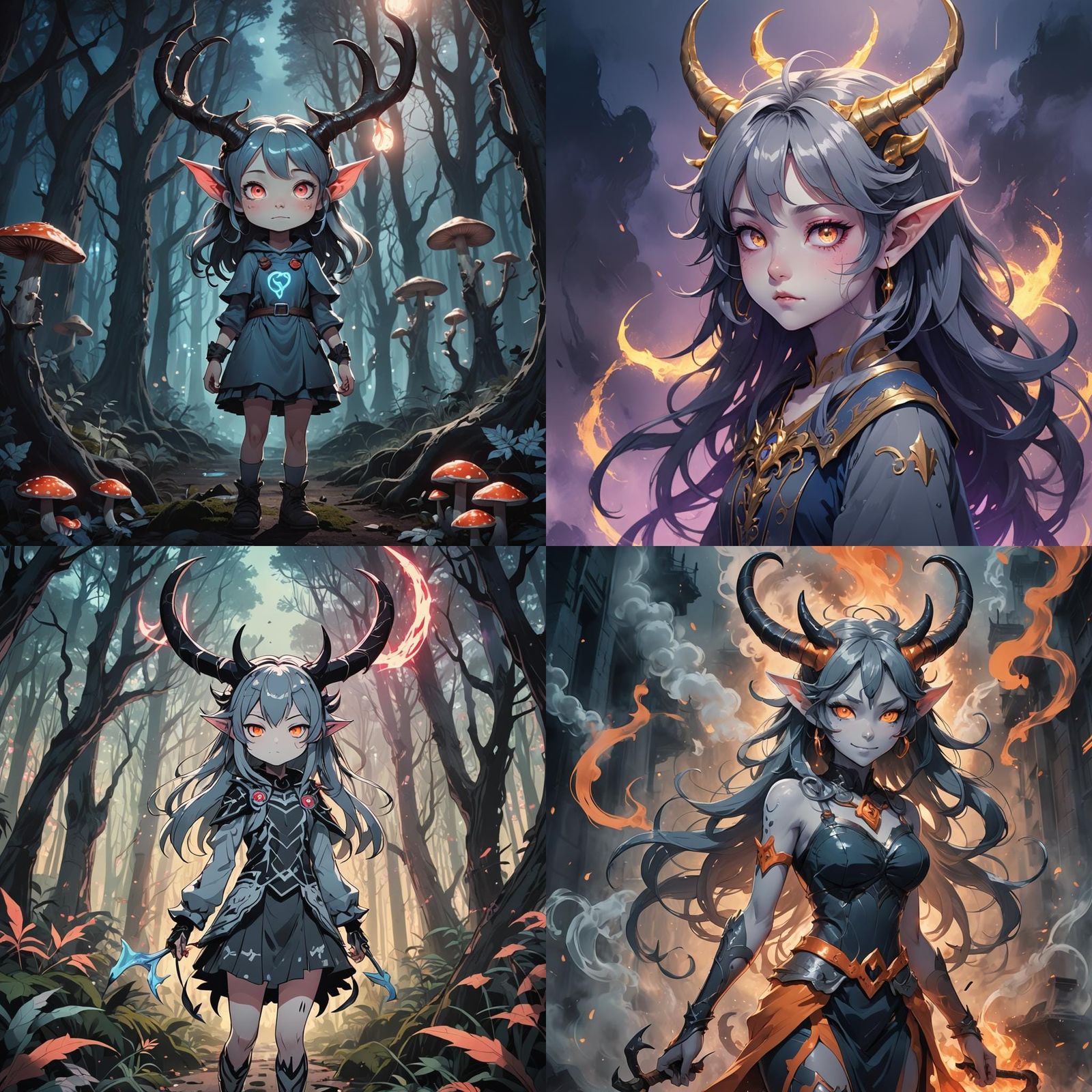 Anime Demon Girl with Horns in Cel-Shaded Style