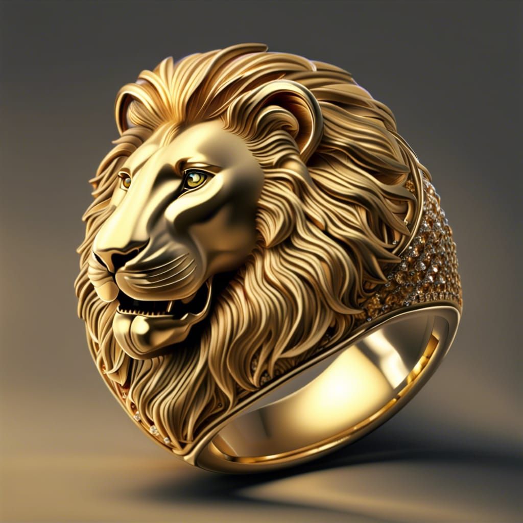 Golden Lion Signet Ring