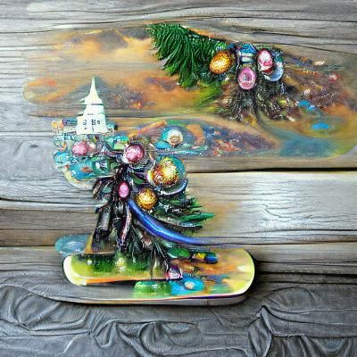 Iridescent Christmas Tree in Victorian Mixed Media