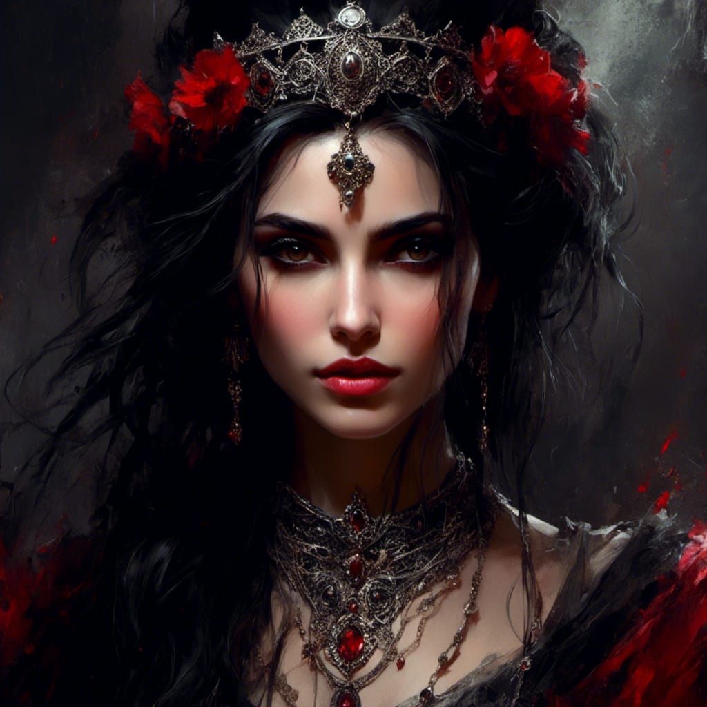 Gothic Arabic Princess Portrait in Macabre Style