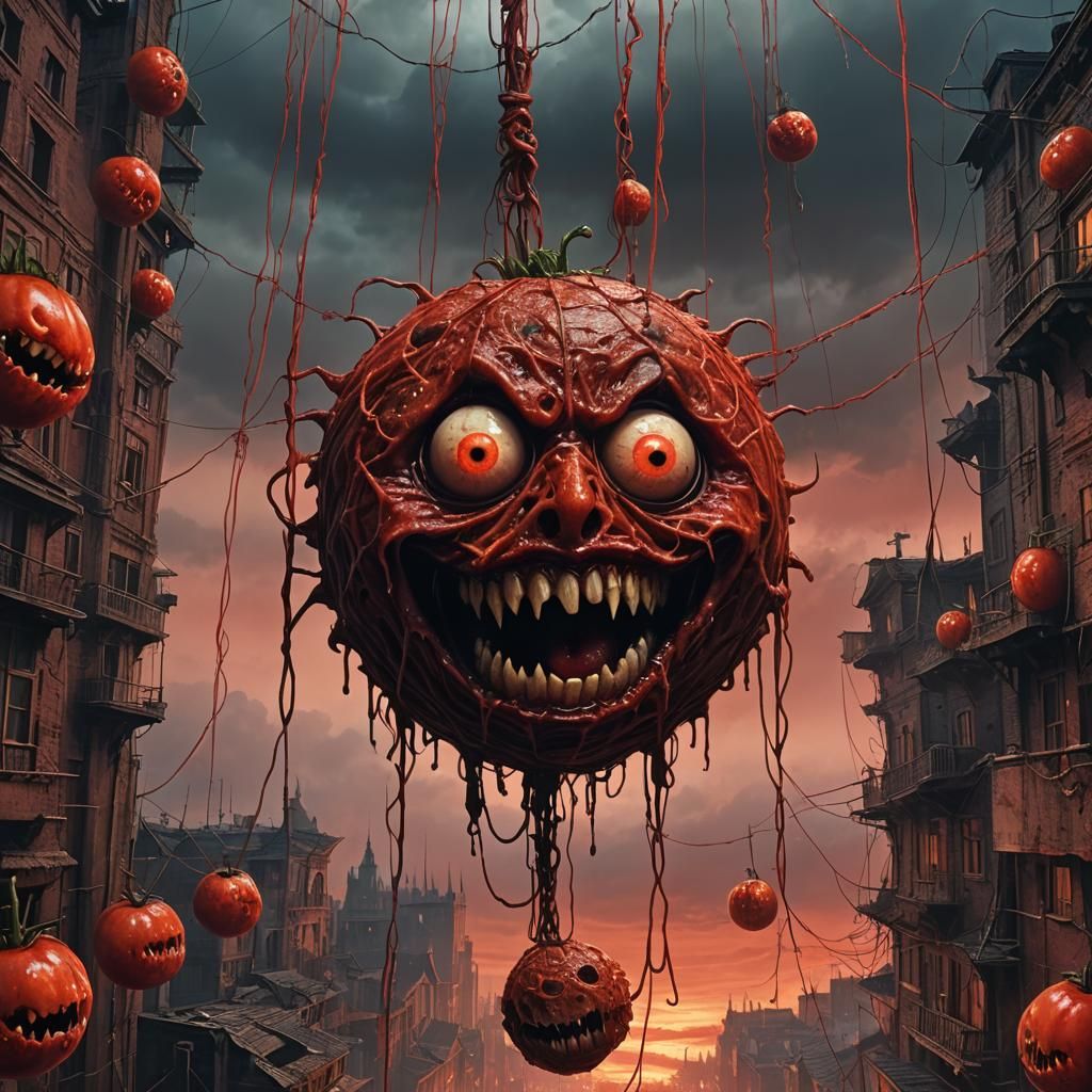Grotesque Meatball Monster in Apocalyptic City