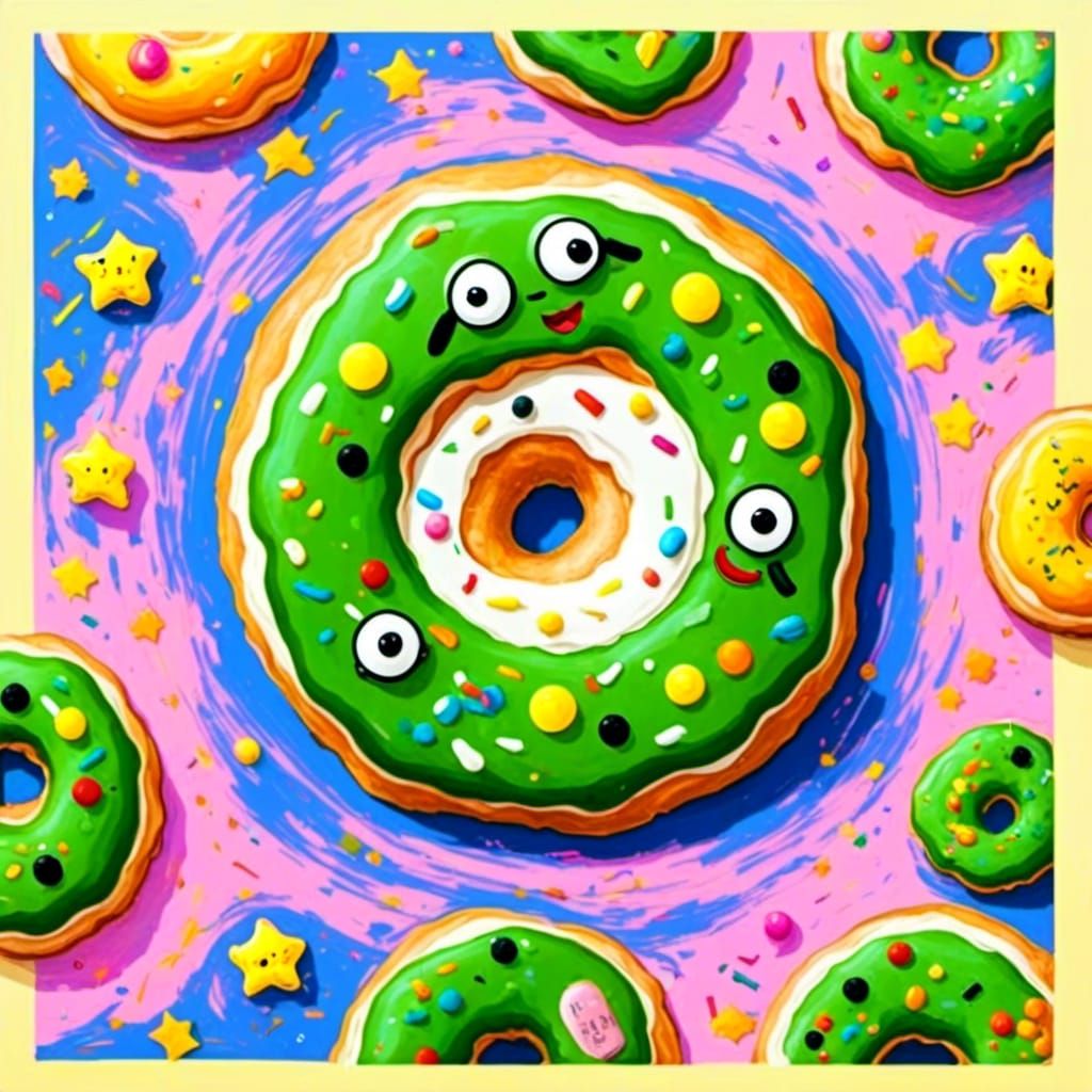 Cute Pickle Donut in Modern Abstract Style