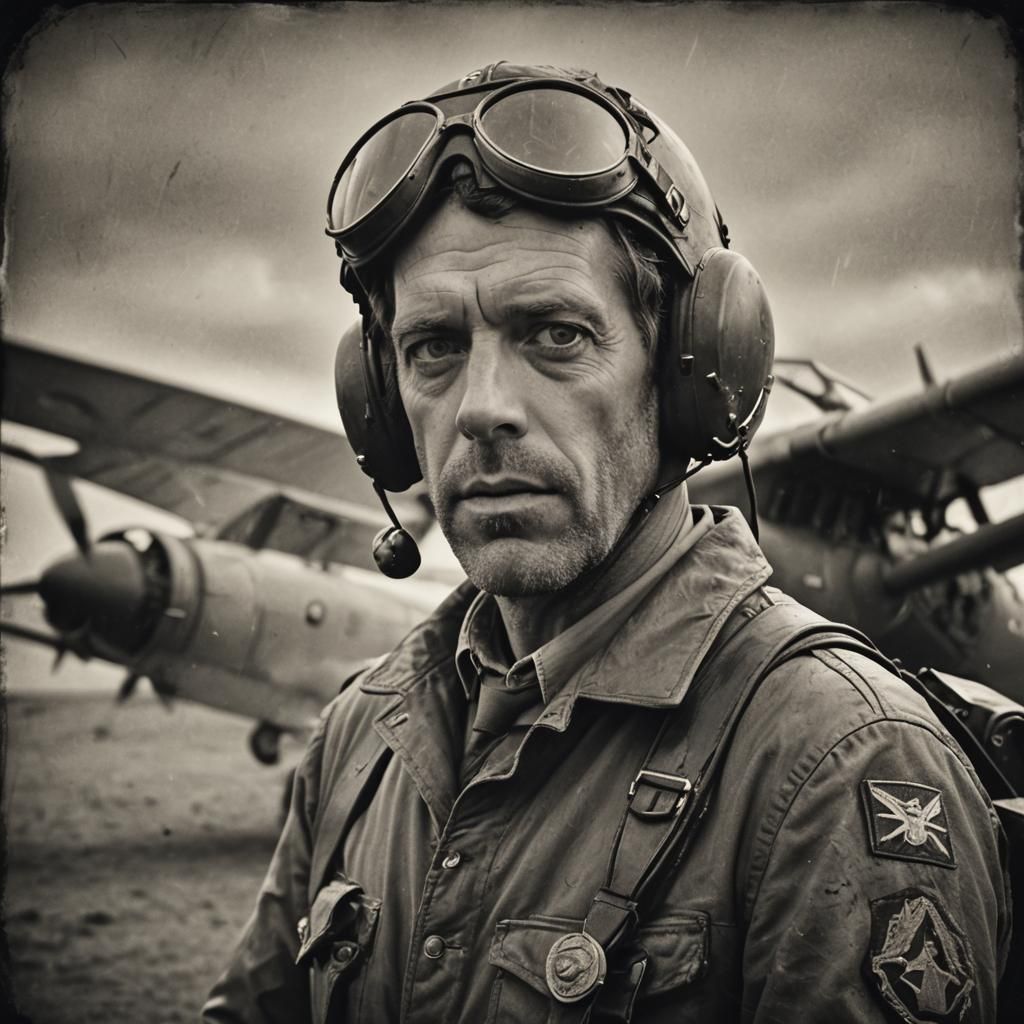 Hugh Laurie as WW2 Pilot in Vintage Photo