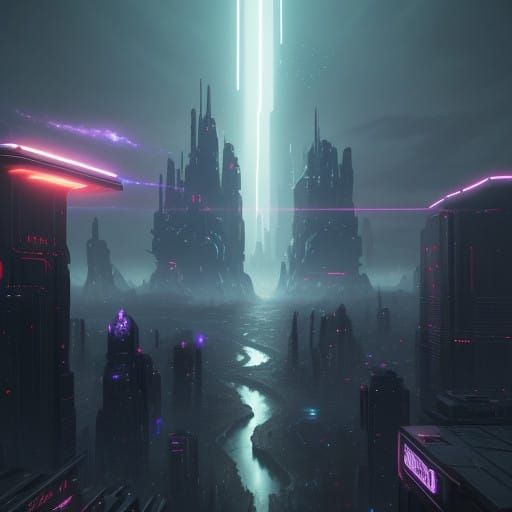 Futuristic Cityscape 3025: Humans Serve AI in a Dystopian Wo...