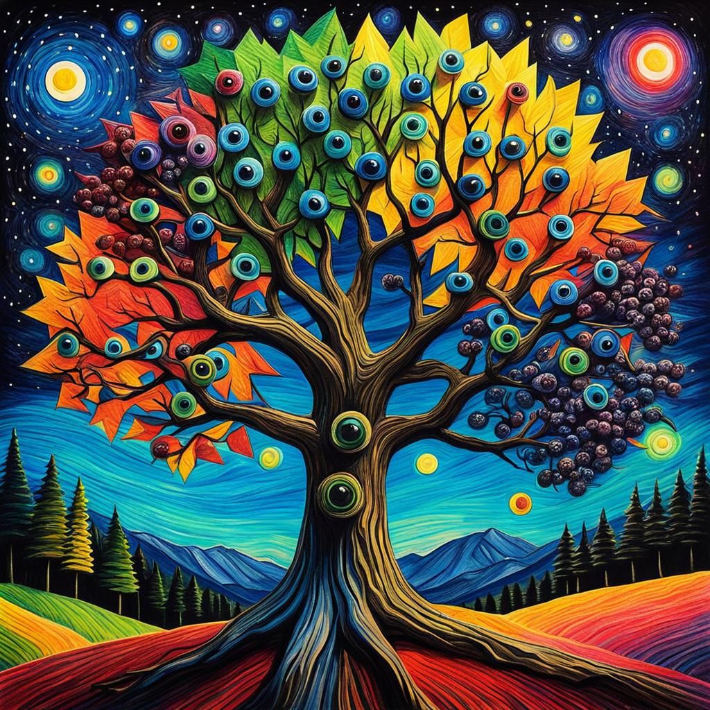 Googly Eye Tree: A Kid's Crayon Van Gogh