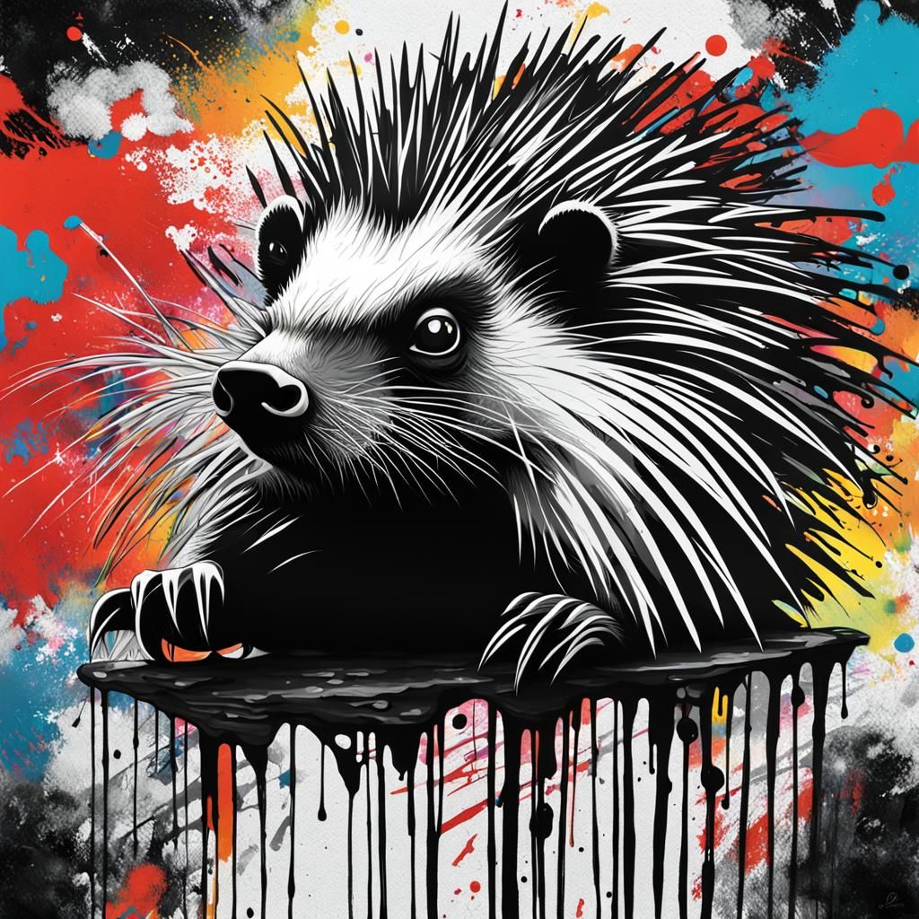 Outlaw Porcupine Poster in Black and White