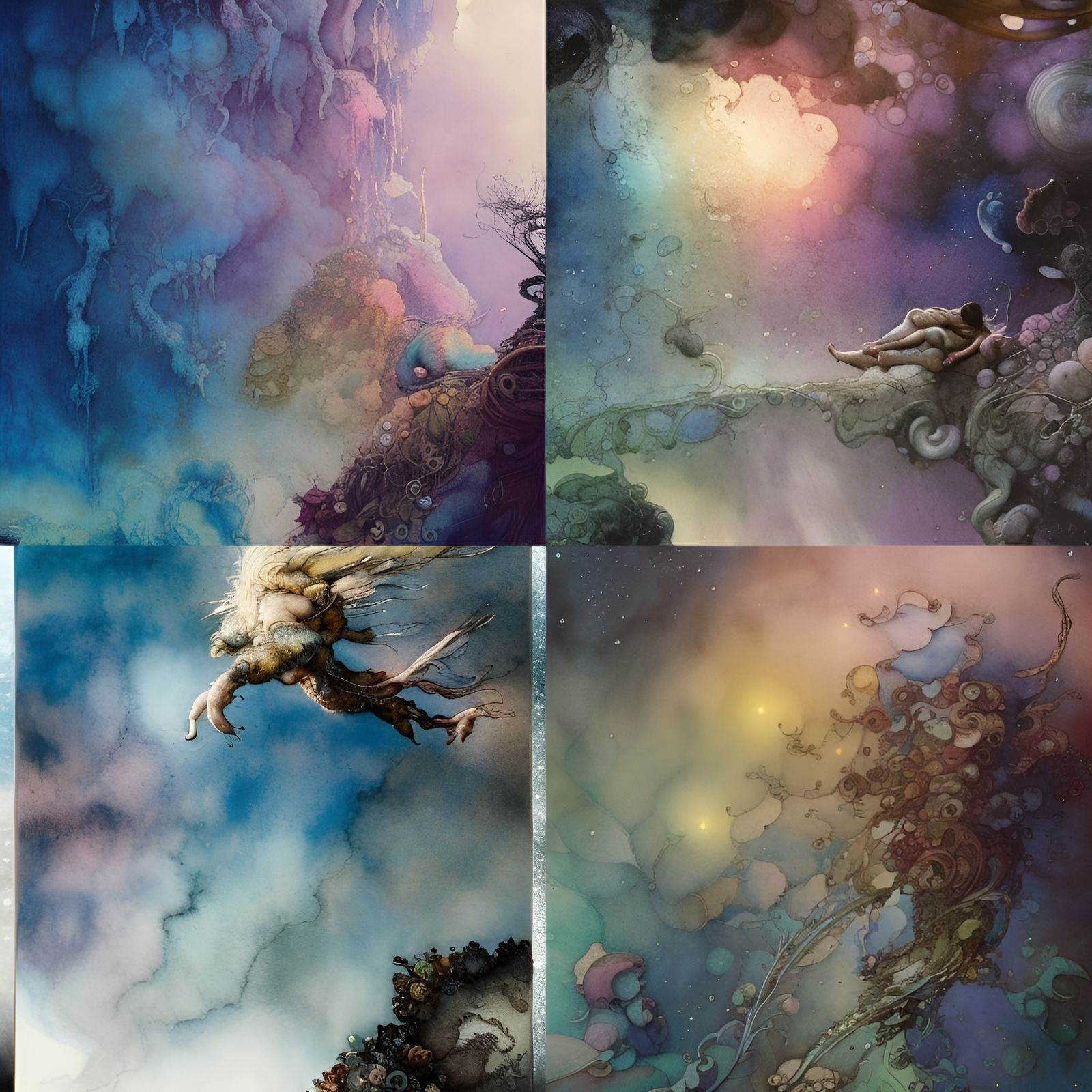 Underwater Space-Time Fabric in Digital Art Style