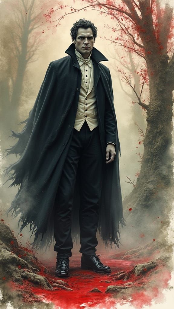 Gothic Vampire Lord in Watercolor