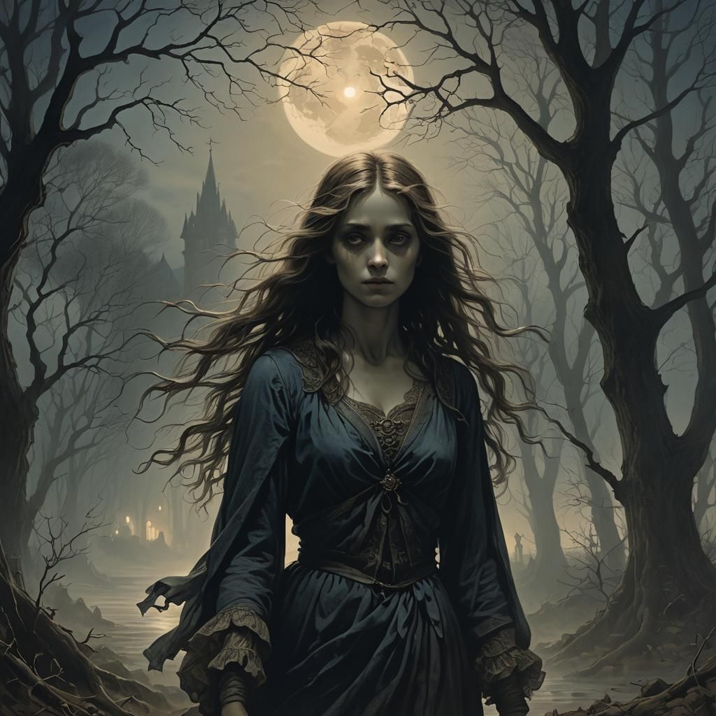 Haunting Sepia Figure in Soft Evening Light