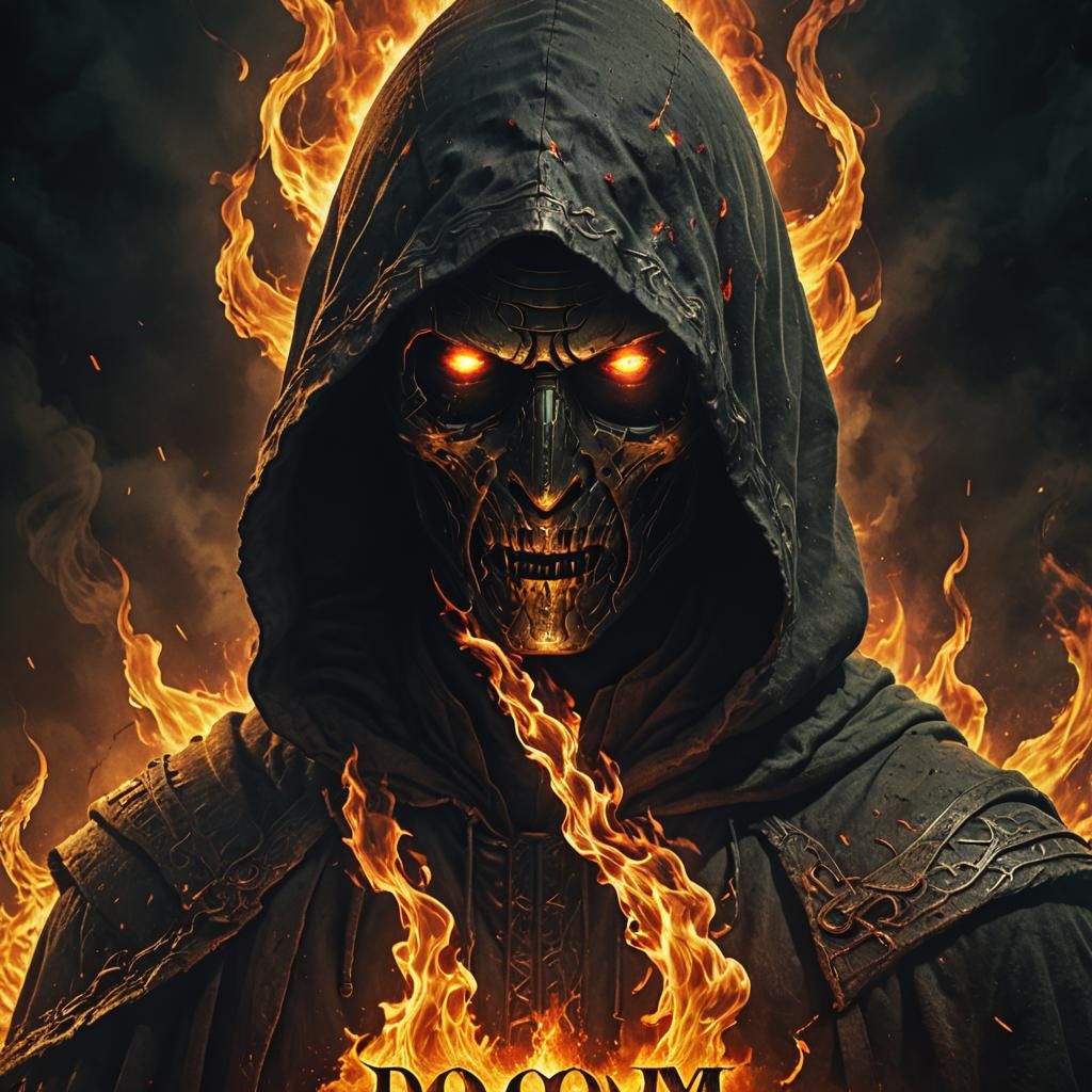 Ominous Hooded Figure in Dark Fantasy Poster