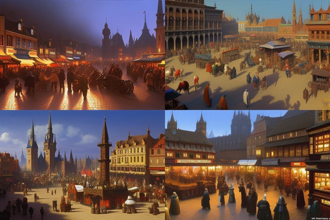 Medieval Fantasy Market Square in Detailed Style