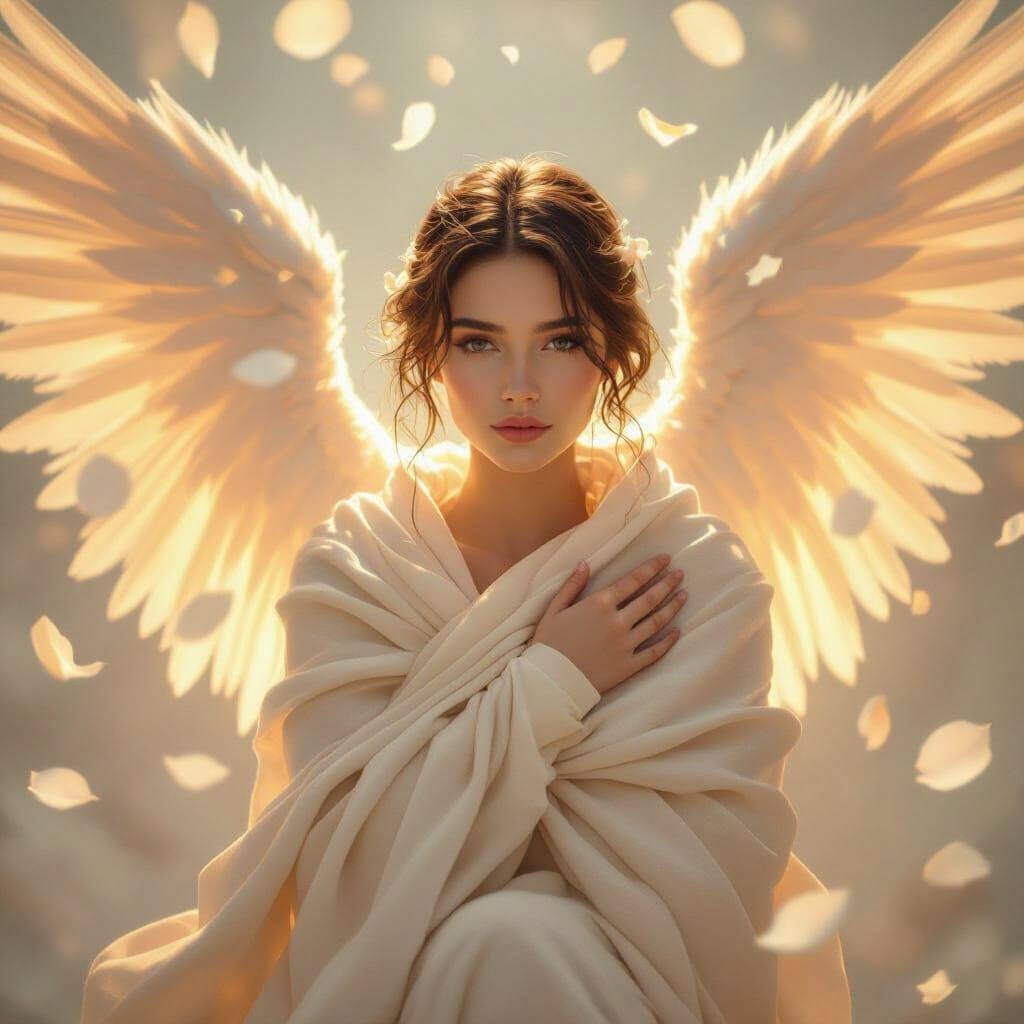 Ethereal Figure Bathed in Golden Light