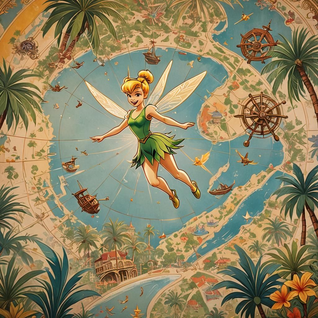 Tinker Bell's Neverland: An Art Deco Travel Poster