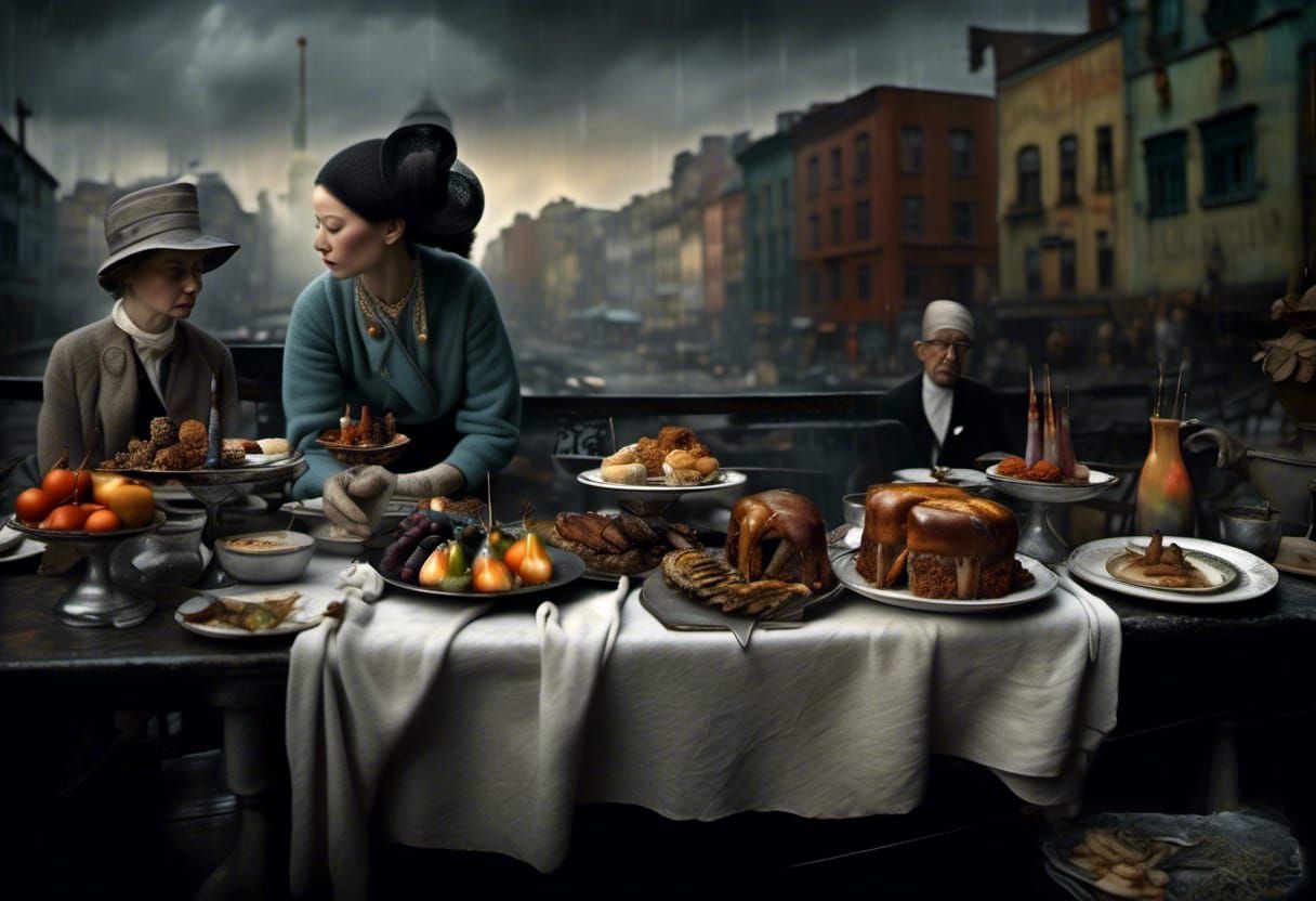 Polychromatic Cityscape: A Matte Painting of Urban Life