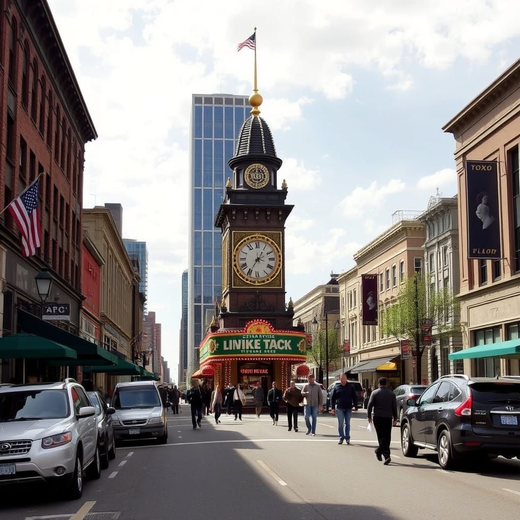 Clockwork Town Square Scene in Steampunk Style