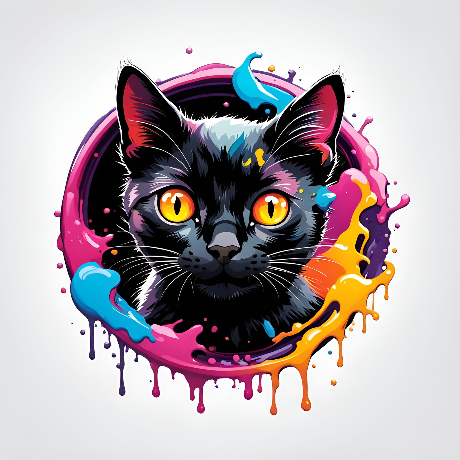 Colorful Vector Logo of a Cute Black Cat