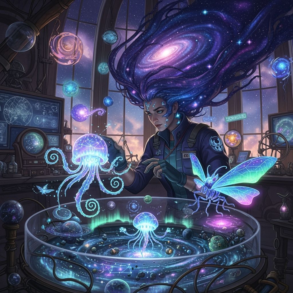 Cosmic Zoologist Observes Galaxy Creatures in Terrarium