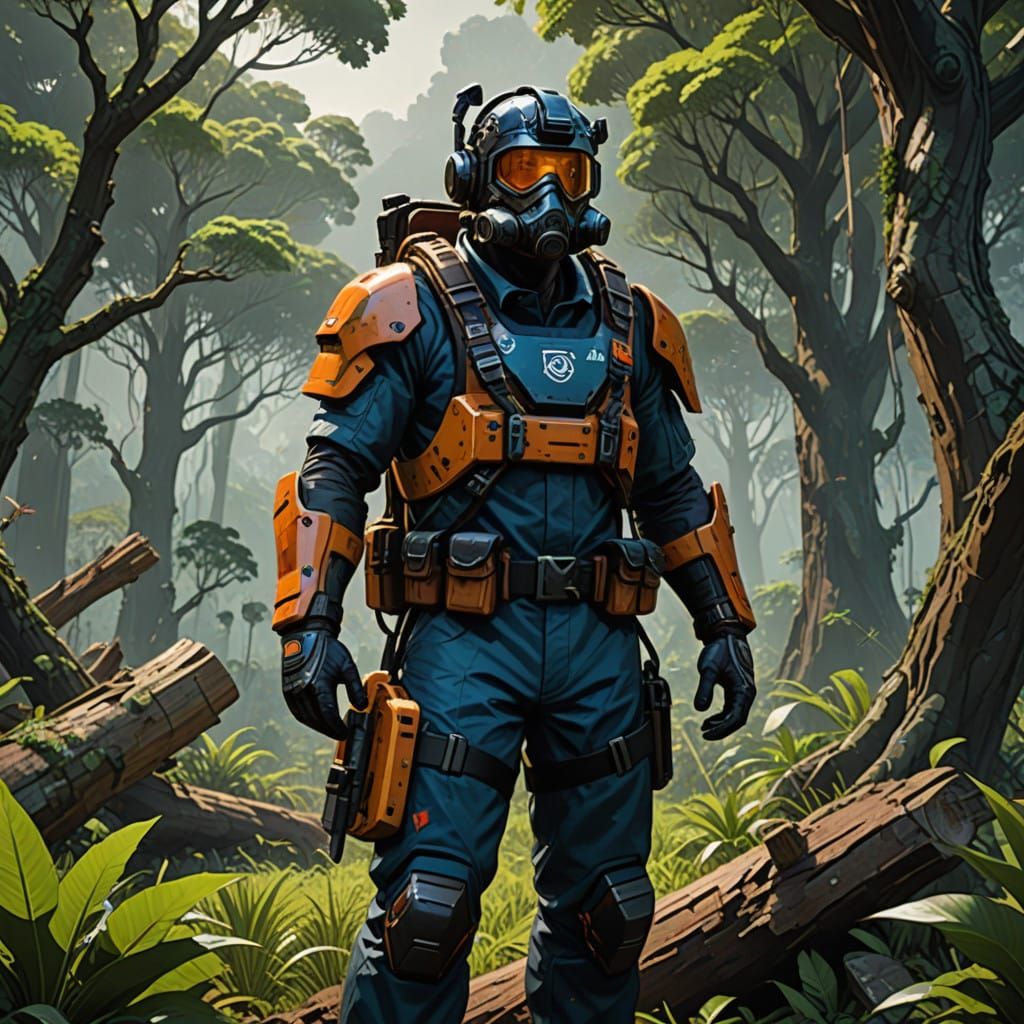 Heroic Loggers in Papua New Guinea Landscape