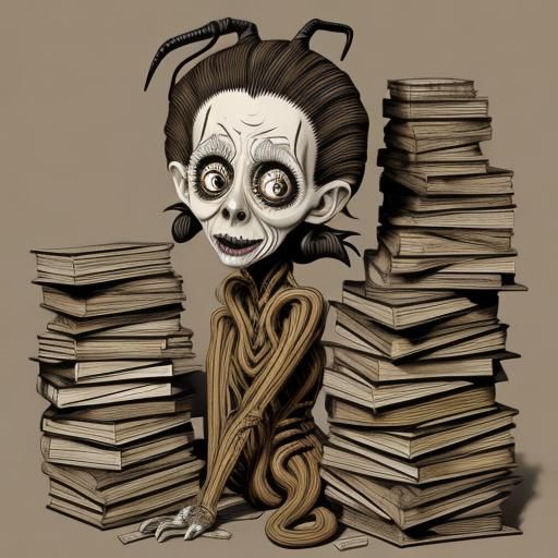 Disturbing Deformed Woman in Art Brut Style