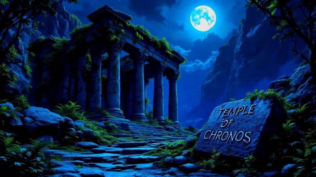 Ancient Temple Unveiled in Neon Hues